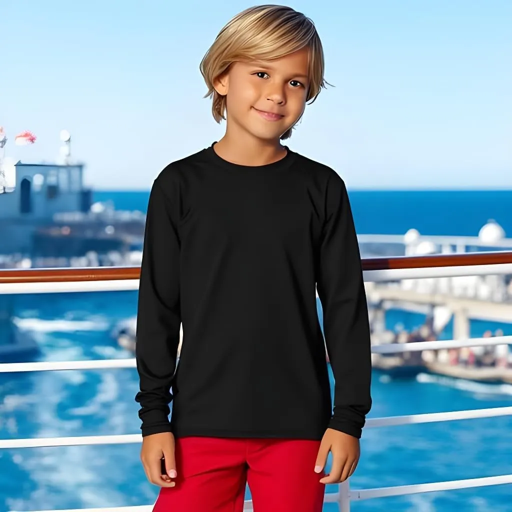 INGEAR Boys' Rash Guard UPF 50  Swim Shirt, Quick-Dry Lightweight Sun Protection for Swimming, Surfing & Beach, XS-XL