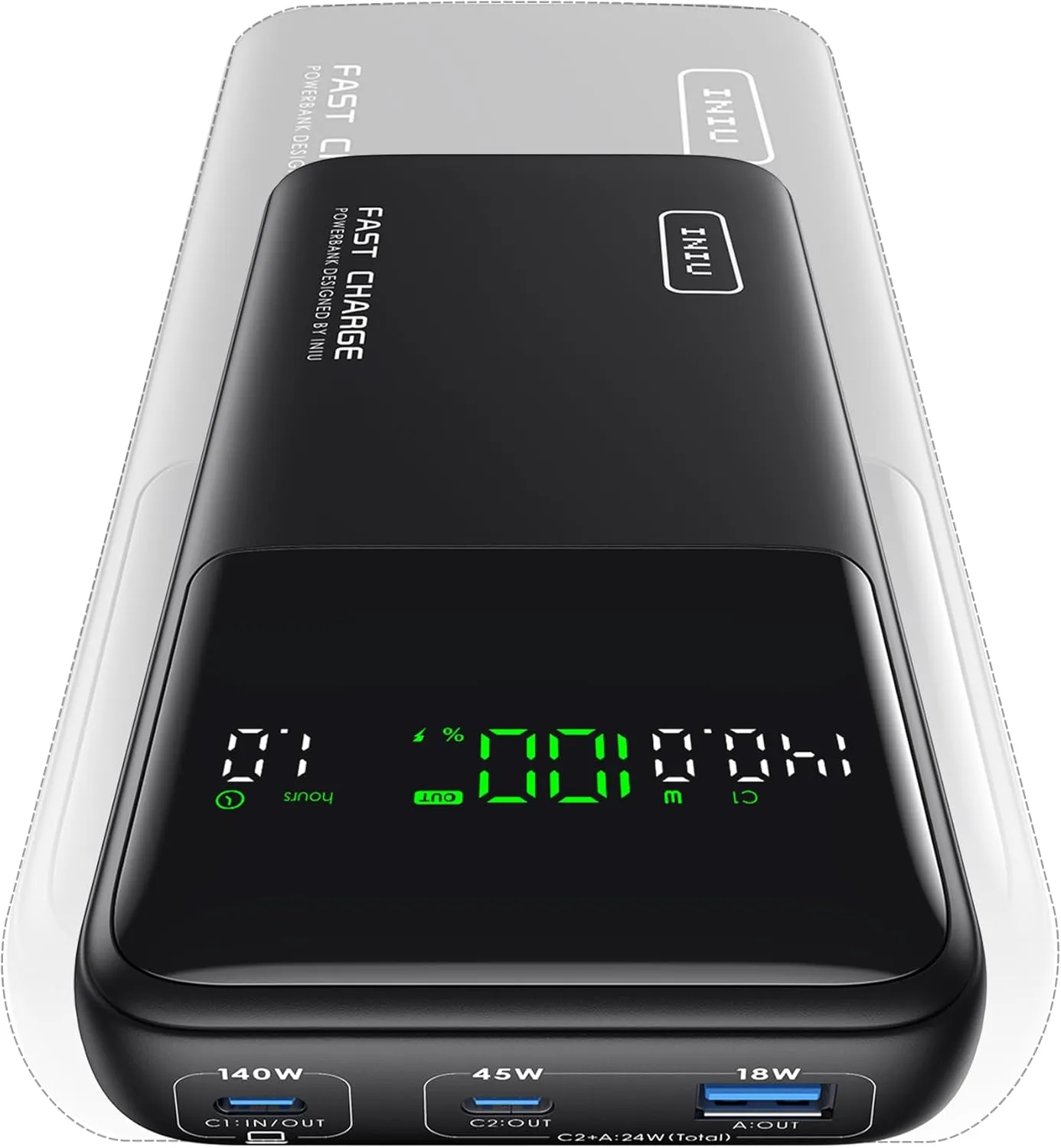 INIU 140W Power Bank, Compact 25000mAh High Capacity Laptop Portable Charger, USB C in&Out Tablet Powerbank, Smart Digital Display Phone Charger for iPhone 16 15, Samsung, iPad, MacBook, Laptop etc.