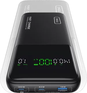 INIU 140W Power Bank, Compact 25000mAh High Capacity Laptop Portable Charger, USB C in&Out Tablet Powerbank, Smart Digital Display Phone Charger for iPhone 16 15, Samsung, iPad, MacBook, Laptop etc.