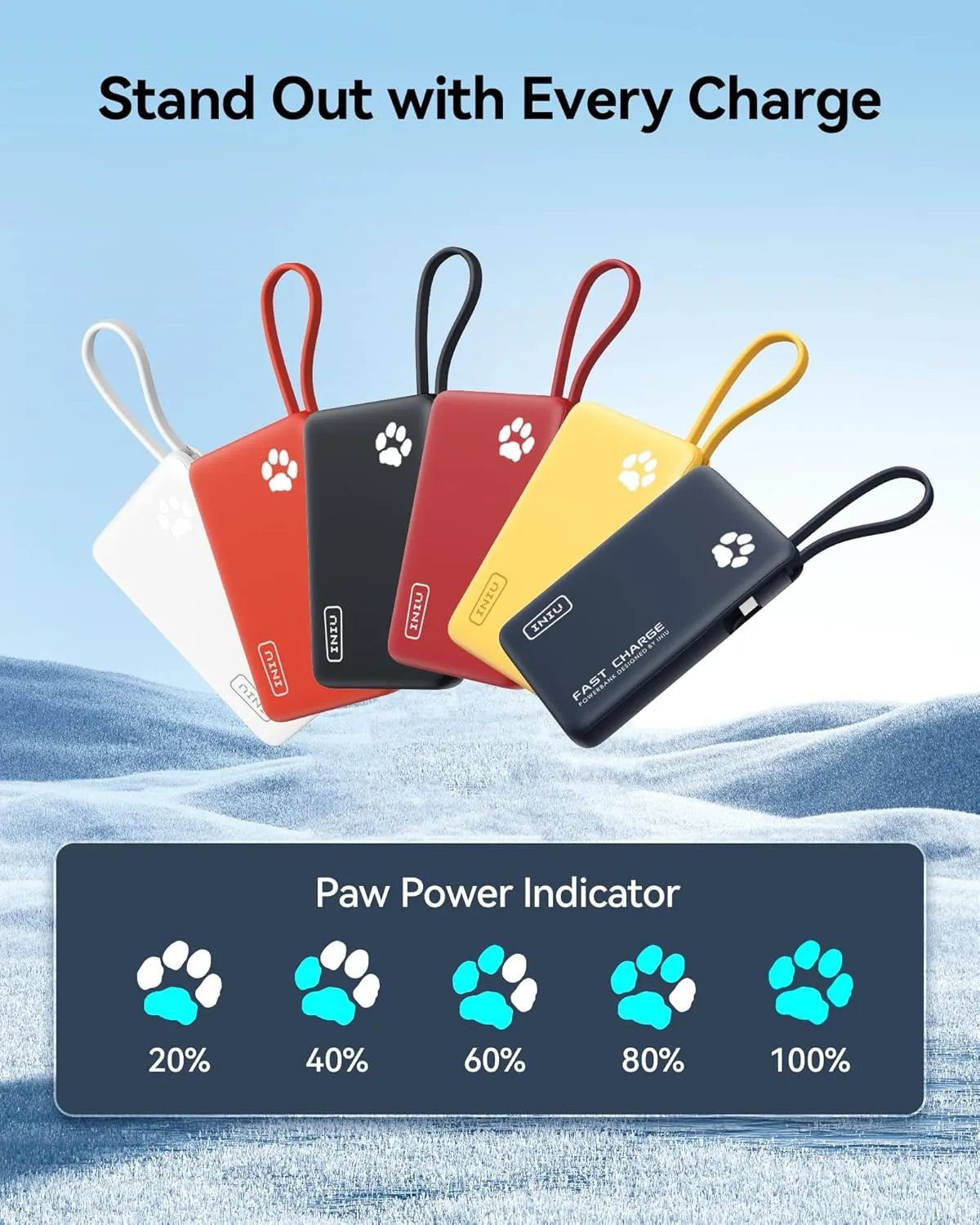 INIU Portable Charger, Slim 45W PD Fast Charging 10000mAh Power Bank, Built-in USB C Cable Battery Pack, Travel Essentials Powerbank for iPhone 16/15 Pro Max, iPad, Google Pixel, Samsung S25/S24 etc