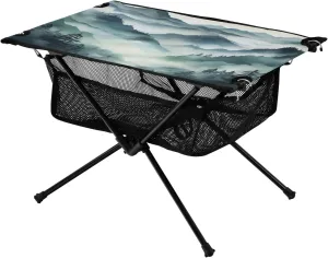 Ink Mountain Landscape Portable Folding Camping Table, Compact Lightweight Beach Table with Carrying Bag for Outdoor Picnics, BBQs, Camp