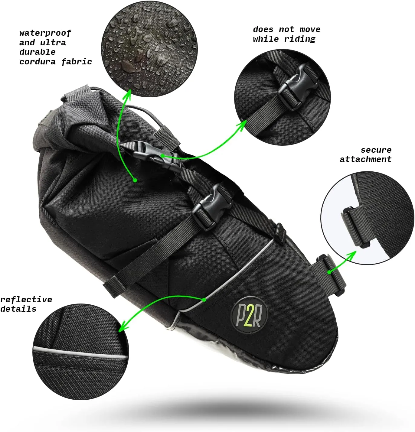 Inova Light Bike Saddle Bag - Water Resistant, Durable Cordura Fabric, Essential for Bikepacking - Under Seat Storage, Seat Bag for Road, Gravel Cycling