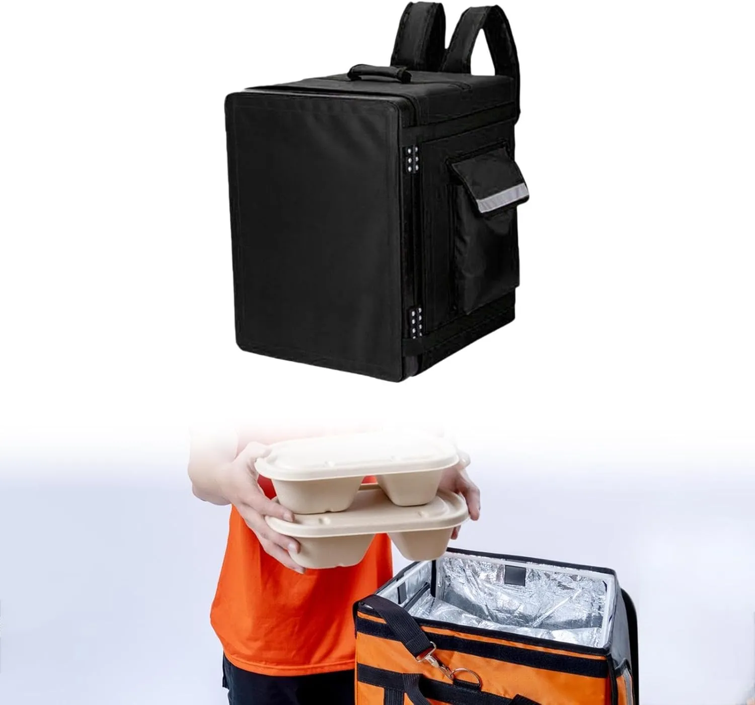 Insulated Food Delivery Backpack Thermal Bag 43 L Food Storage Cooler Rucksack Insulated Cooler Bag for Camping Picnics BBQ