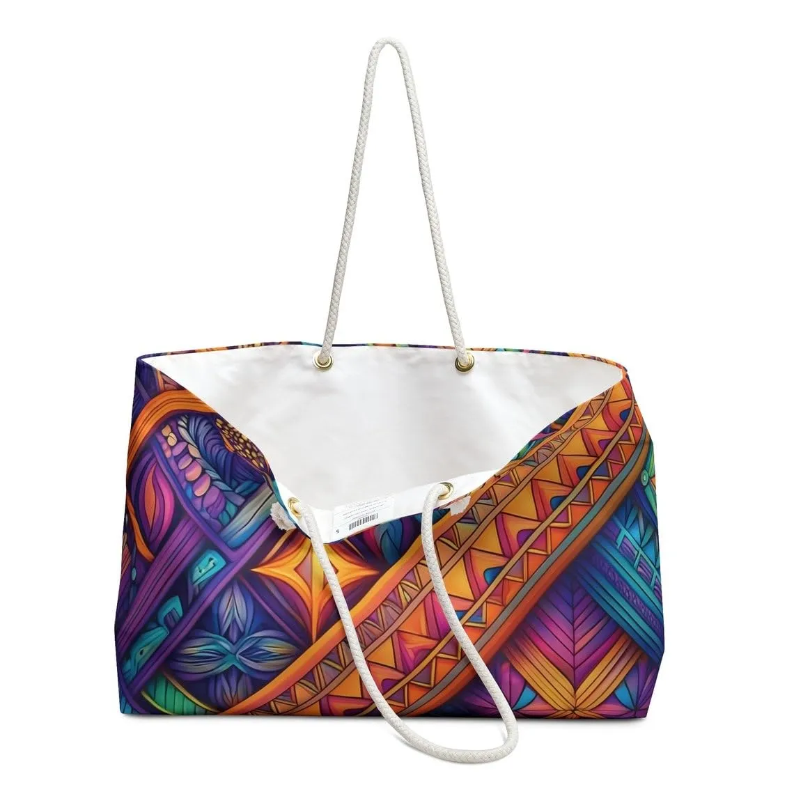 Intricate and Colorful Pattern Travel Bag | Prismatic Wanderlust | Dynamic Shapes Rainbow Travel Companion | WeekEnder Bag | Shopping Bag