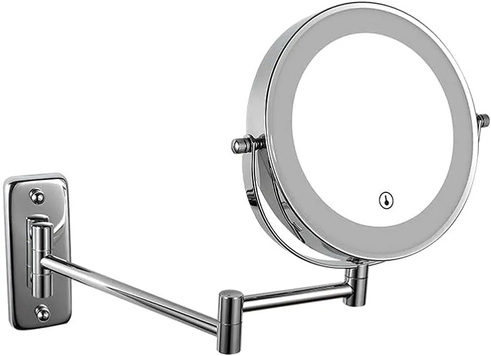 IOCCIOBB Vanity Mirror, Makeup Mirror Vanity Mirror Vanity Mirrors,Wall-Mounted Charging LED Makeup Mirror 7-inch Folding Bathroom Double-Sided Mirror for Dressing Tables Bedroom Cosmetic M