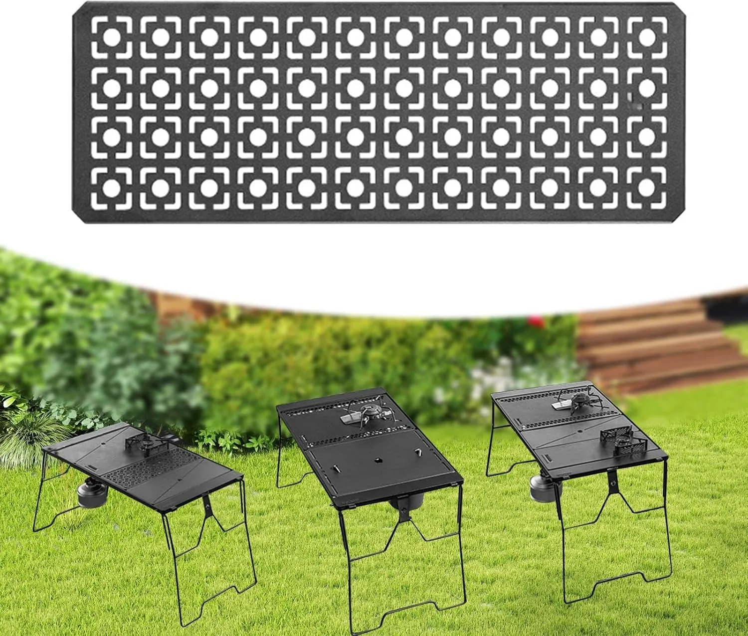 Iron Grilling Table Top Board Camping Table Plate Versatile Use Portable Picnic Furniture Parts Easy to Install Connecting Board, Style D