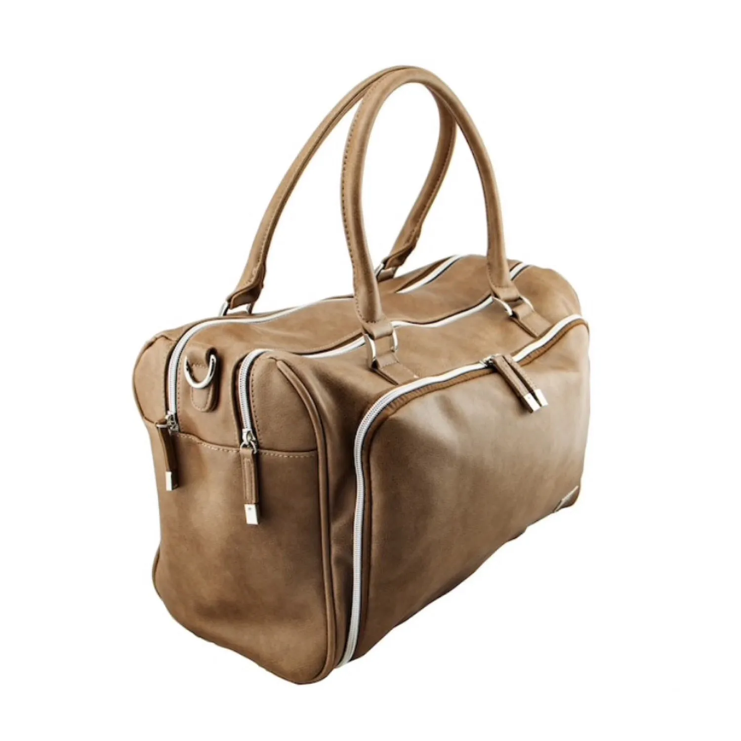 Isoki Nappy Bag Double Zip Satchel - Latte