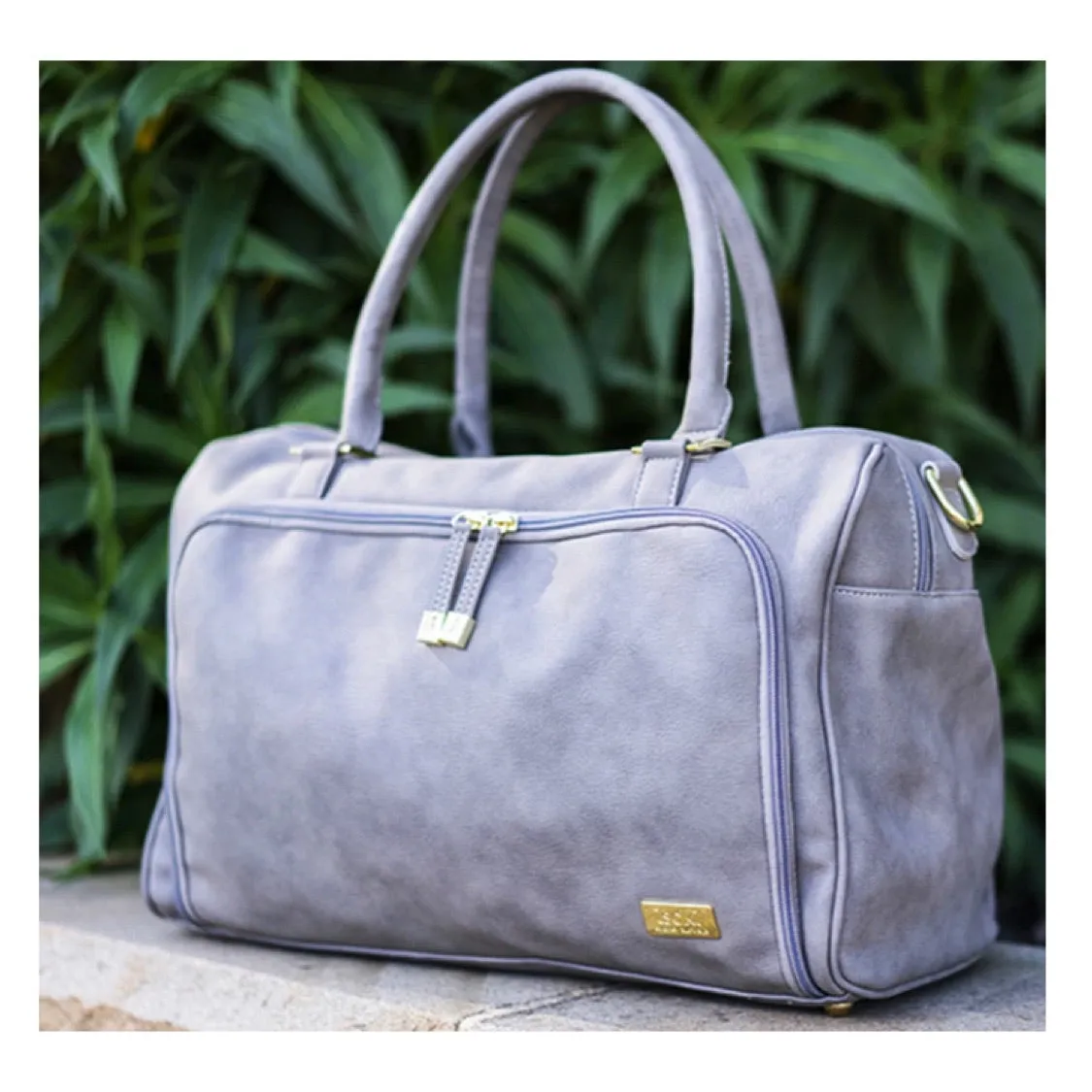 Isoki Nappy Bag Double Zip Satchel - Stone
