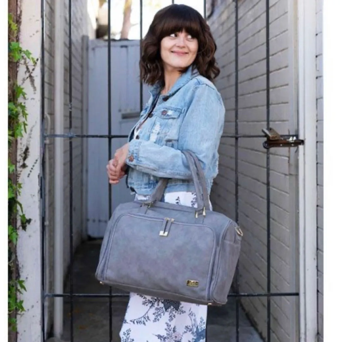 Isoki Nappy Bag Double Zip Satchel - Stone
