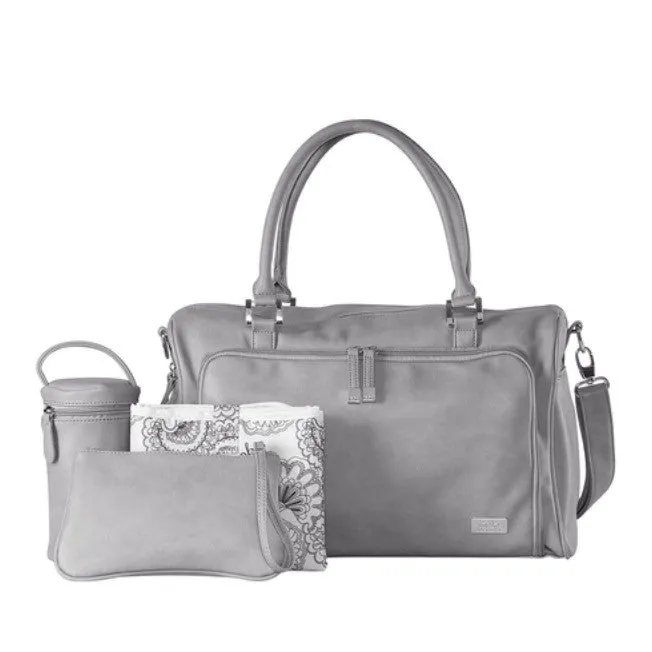 Isoki Nappy Bag Double Zip Satchel - Stone