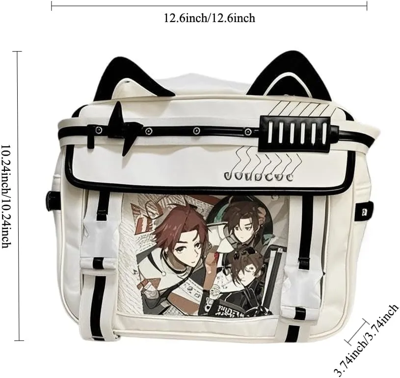 Ita Bag Electronic Cat Cotton Doll Large Capacity Shoulders (Black × milk green)