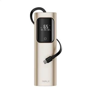 iWALK Laptop Power Bank, 20000mAh 65W 3-Output Portable Charger with Built-in USB-C Cable, PD QC Fast Charging External Battery Pack for MacBook Pro/Air HP iPhone 15 14 13 12 iPad Samsung Steam Deck