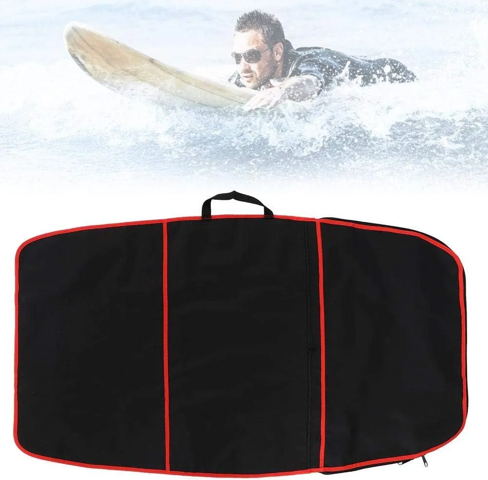 Jadeshay Surfboard Bag, 48x28 Inch Durable Polyester Bodyboard Carry Bag with Side Handle, Double Zipper & External Pocket, Suitable for Surfboard, Boogie Board, Red Stripe