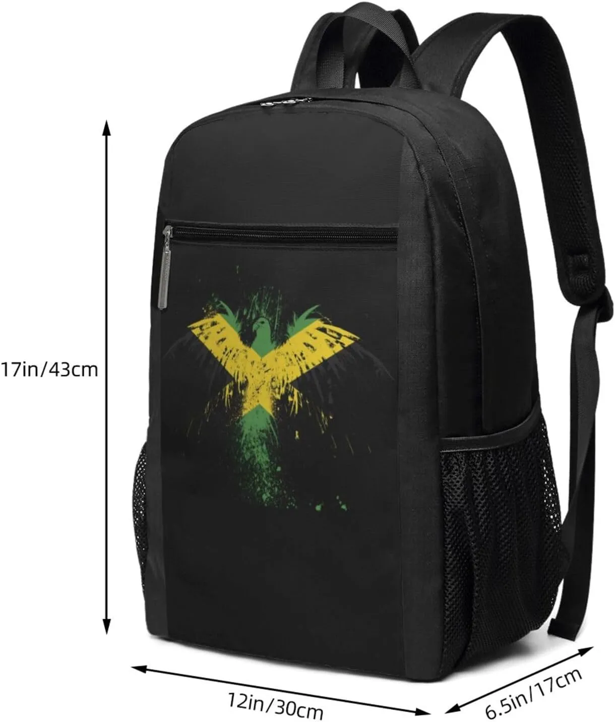 Jamaican Flag Eagle Casual Backpacks Sports Backpack Large Capacity Travel Rucksack Laptop Daypack with Multi-Pockets Adjustable Strap Work Bag for Hiking