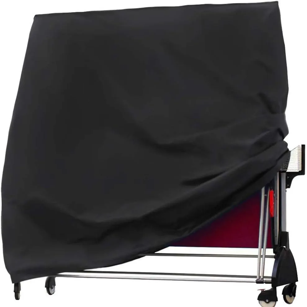 J&C Table Tennis Cover 420D Ping Pong Table Cover Black Full UV Protected Table Tennis Cover Outdoor Waterproof Heavy Duty Ping Pong Table Outdoor Waterproof