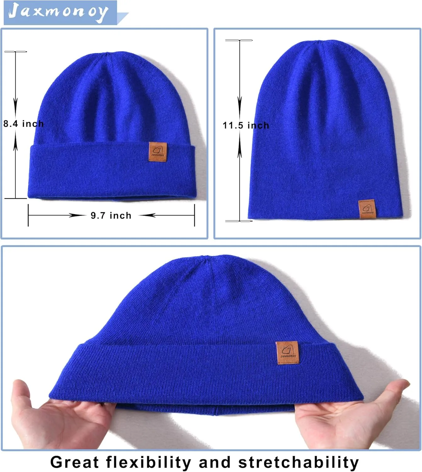 jaxmonoy Slouchy Knit Beanies Winter Hats for Women Men Soft Warm Reversible Slouch Cuffed Skull Knitted Beanie Cap