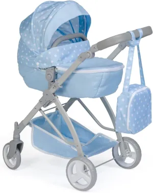 JC Toys - Berenguer Boutique | Deluxe Folding Sports Pram Stroller | Blue Royal Collection | for Dolls up to 20" | Ages 3 
