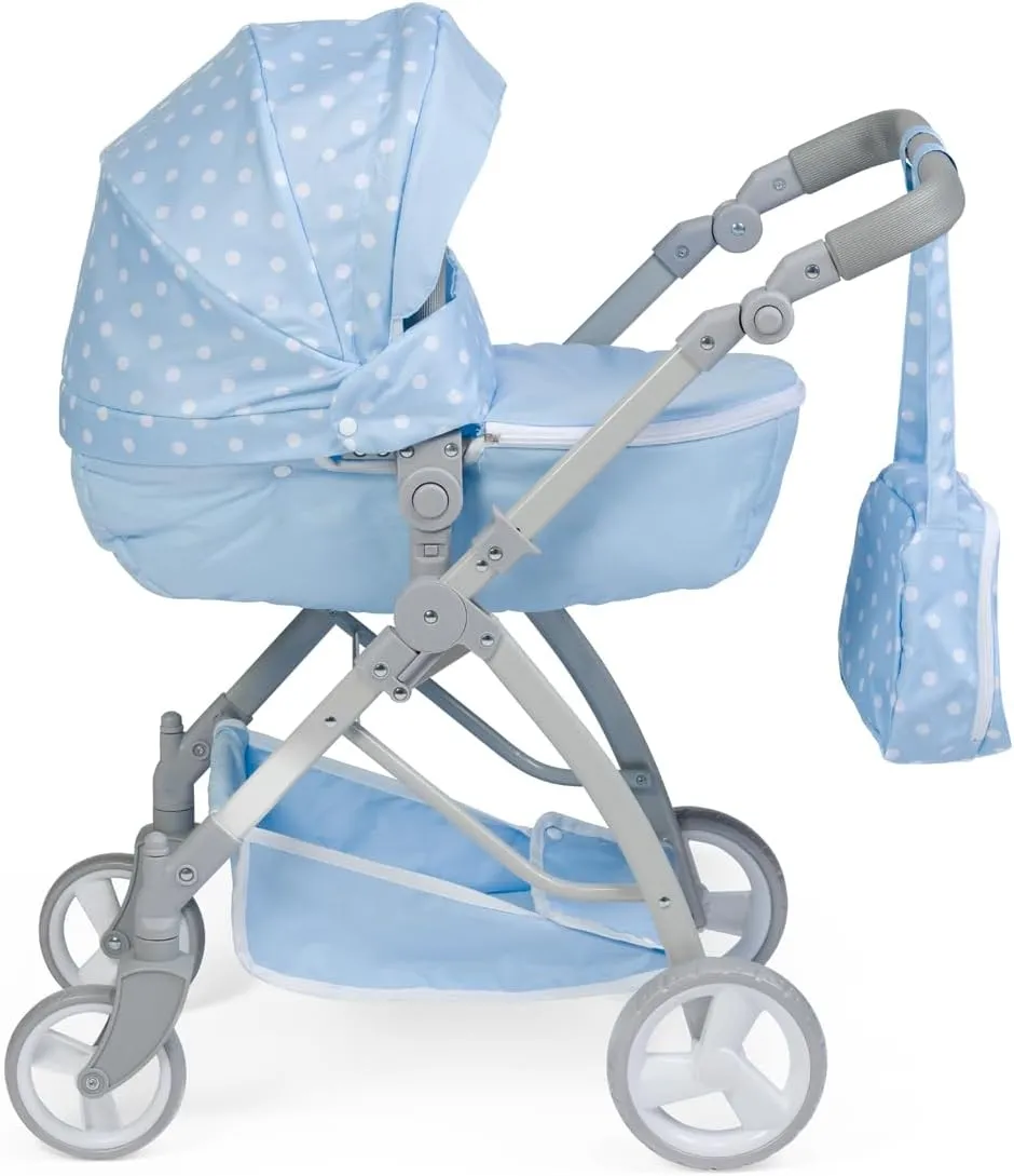 JC Toys - Berenguer Boutique | Deluxe Folding Sports Pram Stroller | Blue Royal Collection | for Dolls up to 20" | Ages 3 