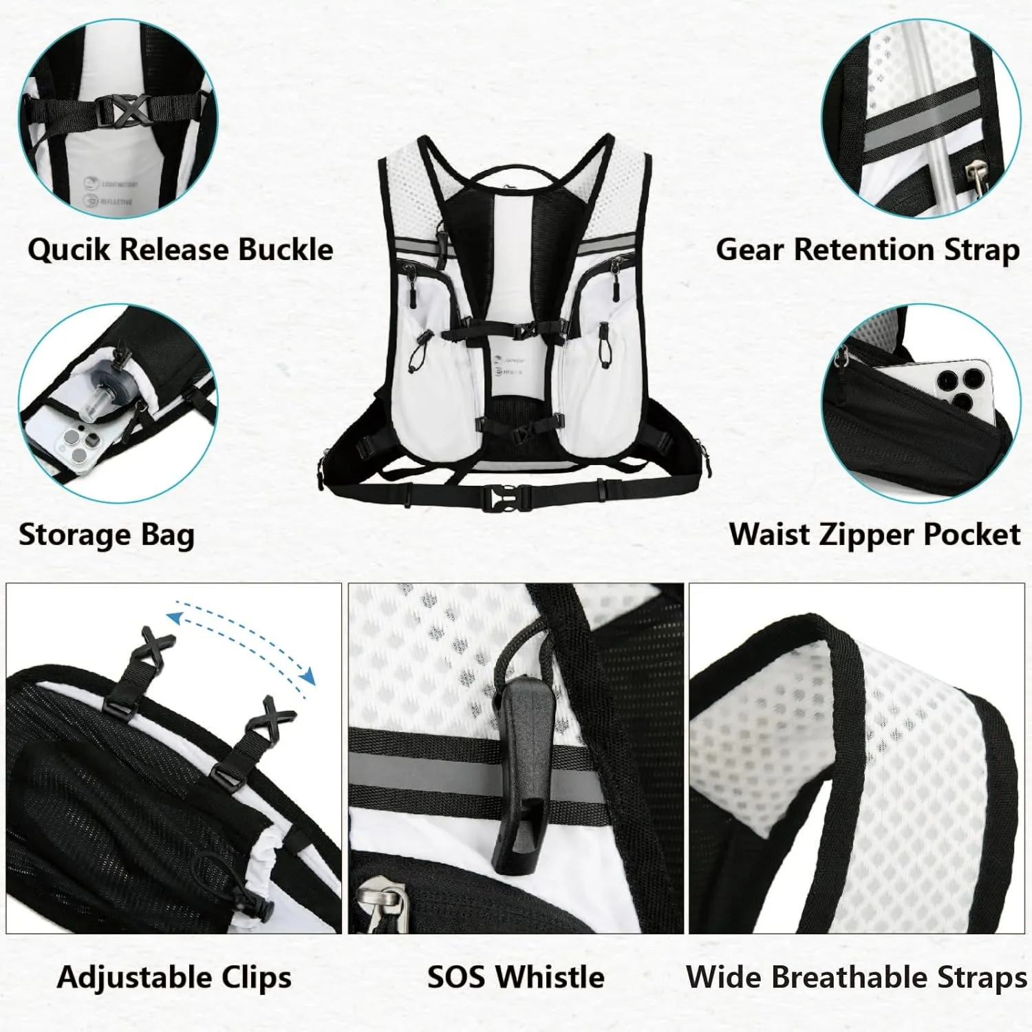 JEELAD Lightweight Running Vest for Women and Men with 1.5L Water Bladder for Hiking Trail Running Gear Cycling Marathon