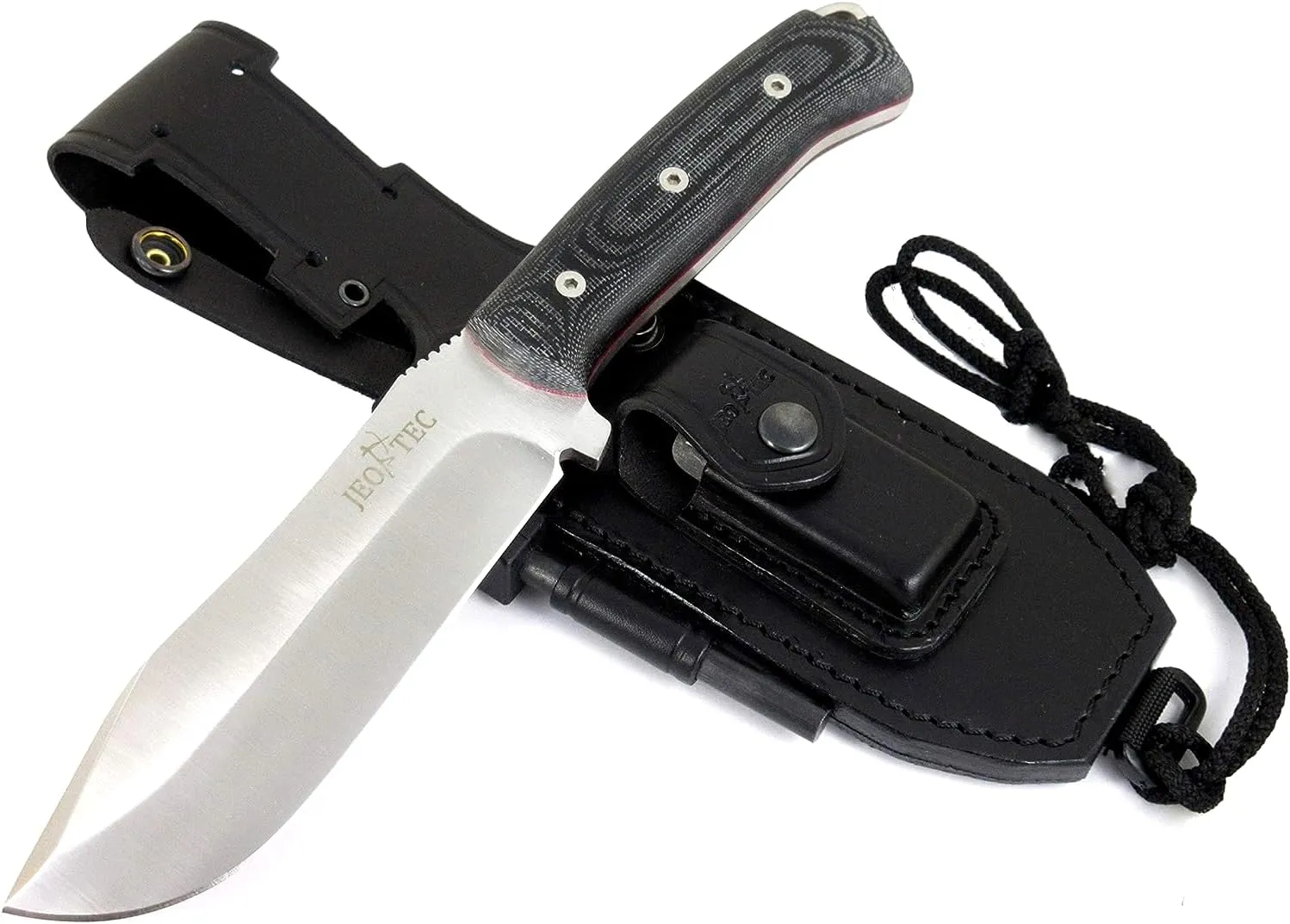 JEO-TEC Nº45 Fixed Blade Bushcraft Knife for Survival Camping Hunting Fishing, Full Tang Knife 11" Overall, Sheath   Firesteel   Sharpener Stone, Handmade