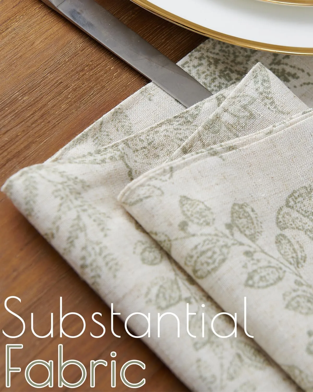 JINCHAN Spring Table Runner Linen Farmhouse Table Cloth Green Floral Decorative Table Runners 72 Inch Botanic Printed Burlap Handcrafted Flax Coffee Table Decor 1 Panel Sage Green on Beige