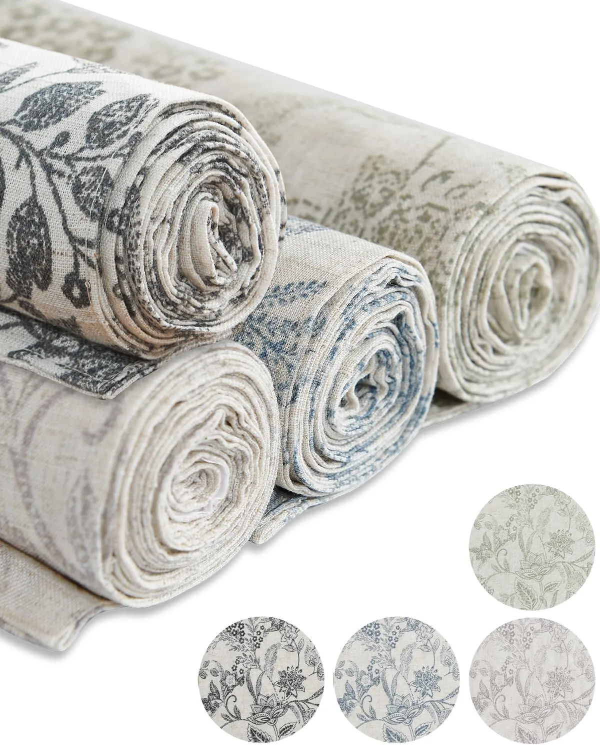 JINCHAN Spring Table Runner Linen Farmhouse Table Cloth Green Floral Decorative Table Runners 72 Inch Botanic Printed Burlap Handcrafted Flax Coffee Table Decor 1 Panel Sage Green on Beige