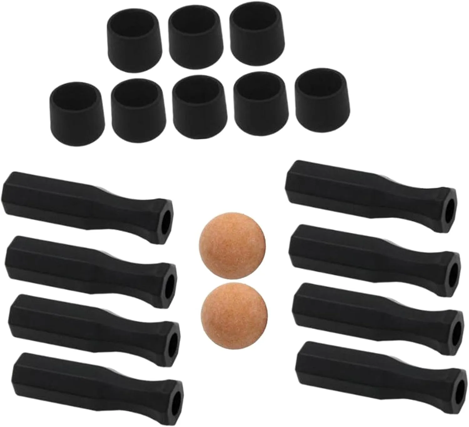 jojomis Foosball Table Handles 18Pcs Set Standard Lightweight Mini Table Football Game Replacement Rod End Caps- Orange Ball