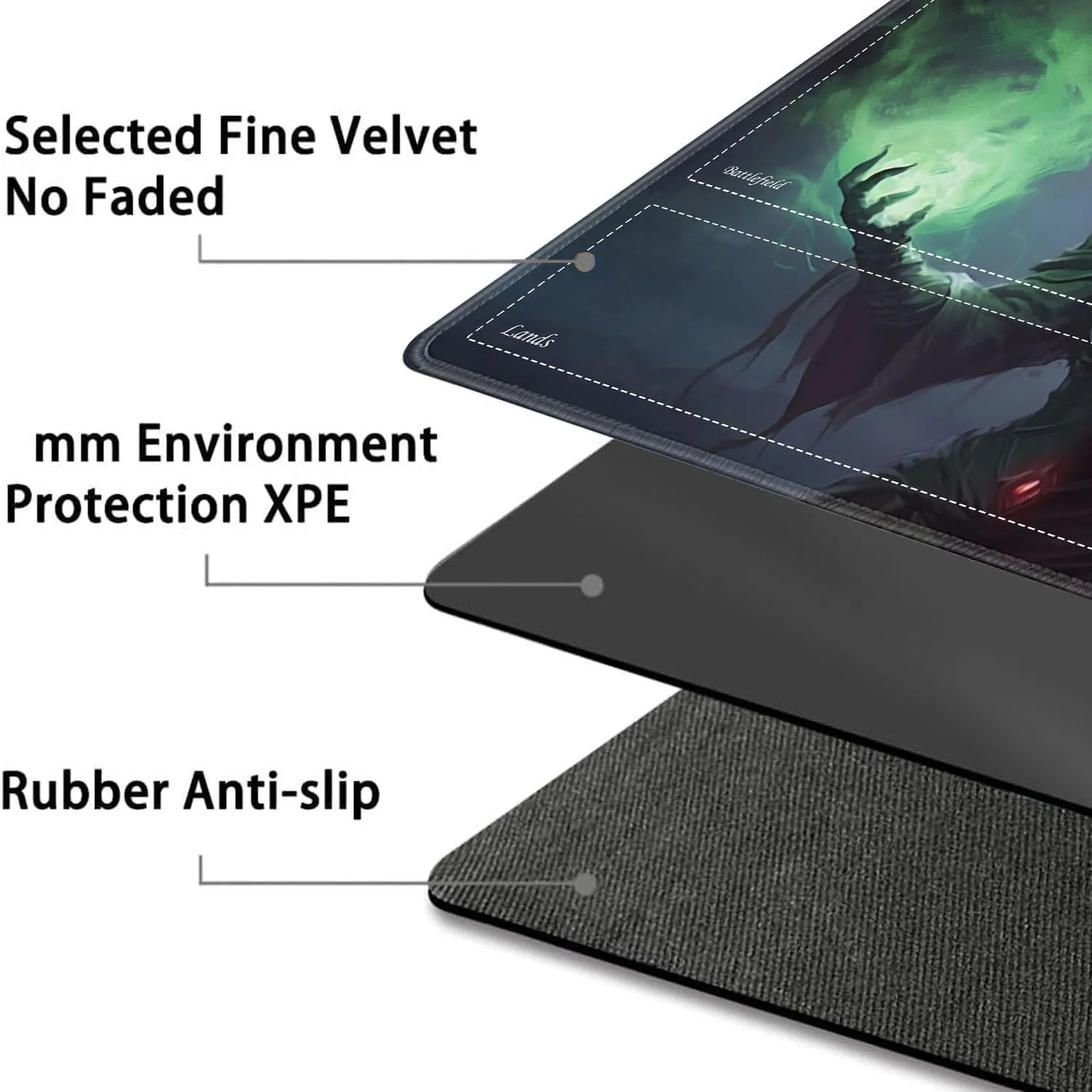 JVGFYNKL for TCG Playmat, Playmat with Zones, 24x14 in Non-Slip Rubber for MTG Playmat with Drawstring Travel Pouch and 6 Dice, Necromancer for MTG Mat, Card Game Playmats