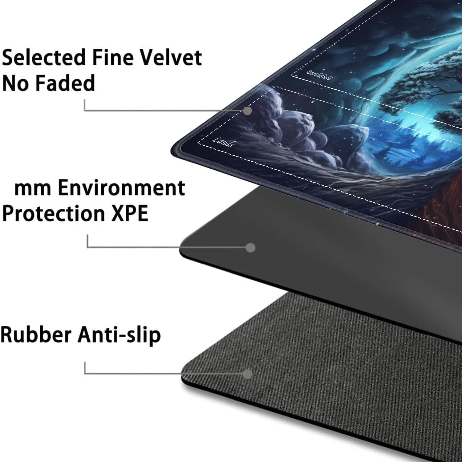 JVGFYNKL for TCG Playmat, Playmat with Zones, 24x14 in Non-Slip Rubber for MTG Playmat with Drawstring Travel Pouch and 6 Dice, Space Fantasy Tree of Life for MTG Mat, Card Game Playmats
