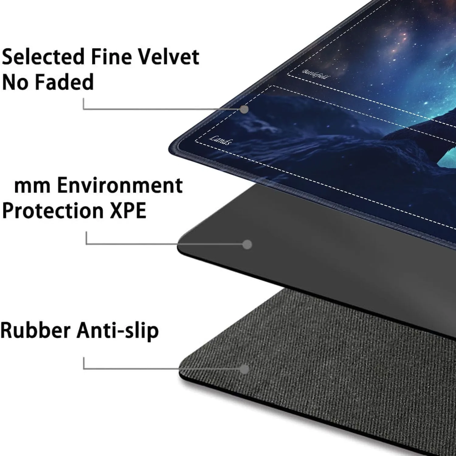 JVGFYNKL for TCG Playmat, Playmat with Zones, 24x14 in Non-Slip Rubber for MTG Playmat with Drawstring Travel Pouch and 6 Dice, Wolf Dragon Aurora Night for MTG Mat, Card Game Playmats