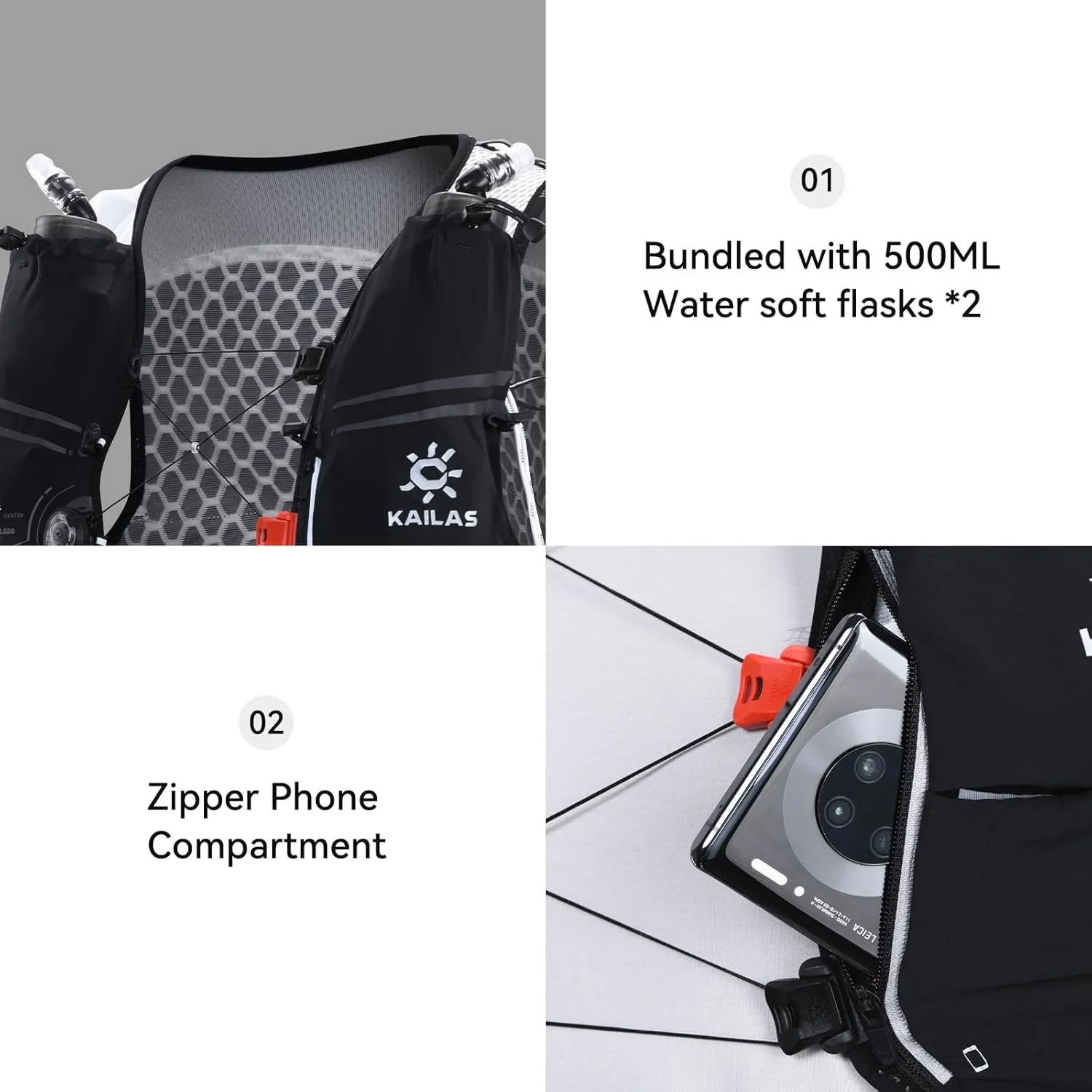 KAILAS FUGA AIR 5 Ⅳ Running Hydration Vest Hydration Pack Lightweight with Two TPU Water Bladders for Women Men Trail Cycling Hiking