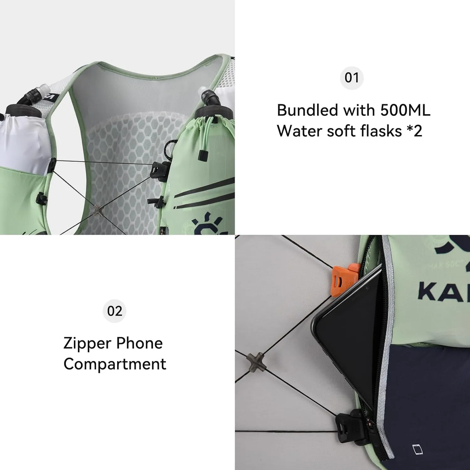 KAILAS FUGA AIR 8 Ⅳ Running Hydration Vest Hydration Pack Lightweight with Two TPU Water Bladders for Women Men Trail Cycling Hiking