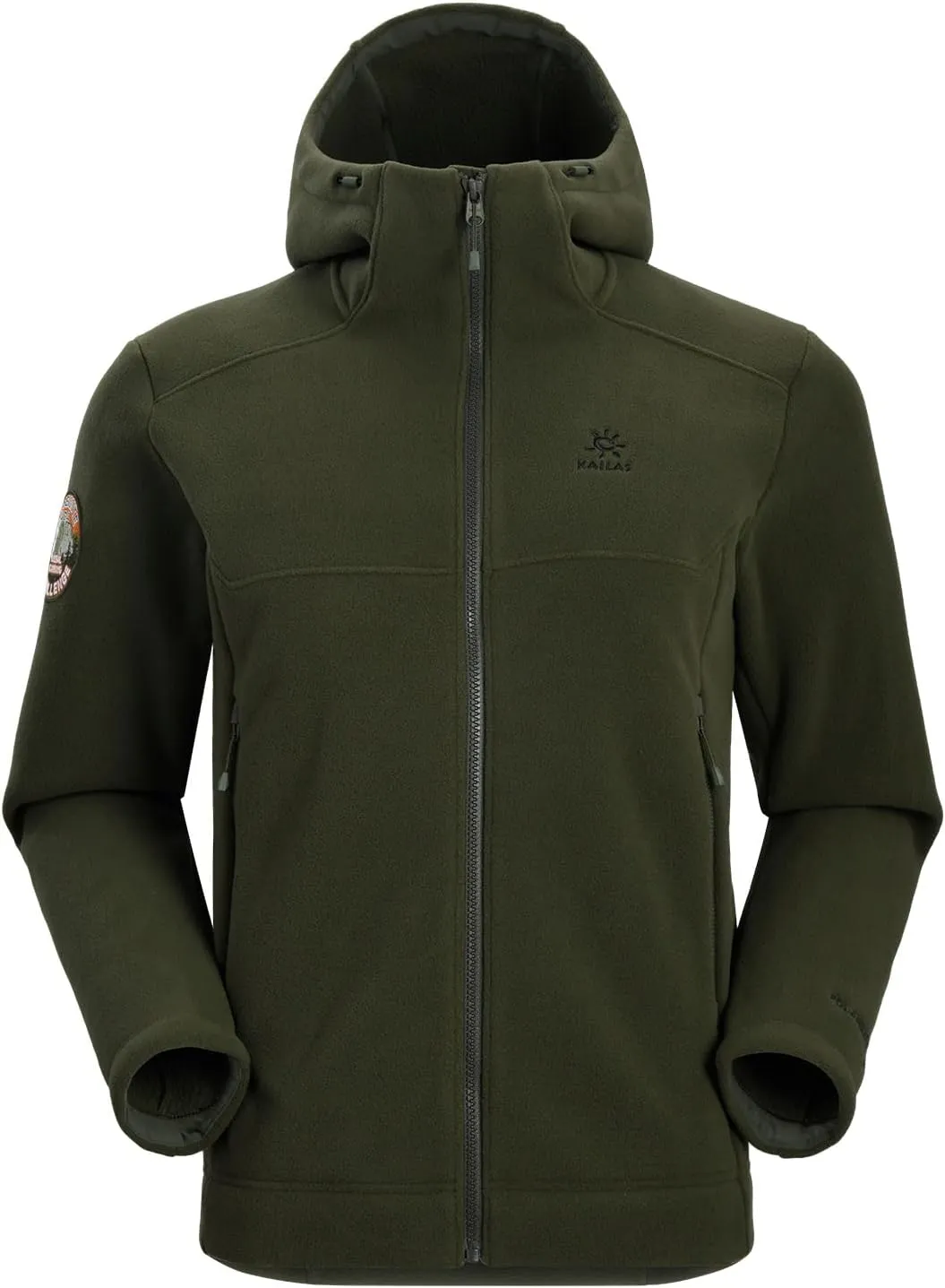 KAILAS Men's Fleece Hooded Full Zip Jacket Lightweight Winter Jacket Polar Warm Coat Pockets Outdoor Jacket