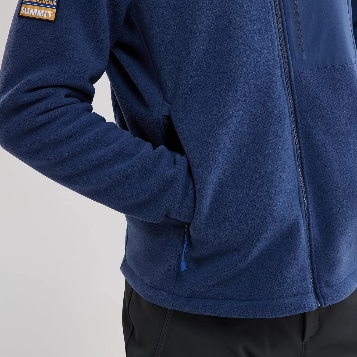 KAILAS Men's Fleece Jacket Hooded Winter Jacket Full Zip Jacket Lightweight Polar Warm Coat Pockets Outdoor Jacket
