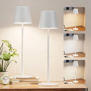 Kakanuo Cordless Table Lamp Rechargeable White - KK 2 Pack 5000mAH Battery Operated Lamp for Table, 3 Color Stepless Dimming Wireless Lamp for Kitchen Counter, Outdoor Patio, Touch Control