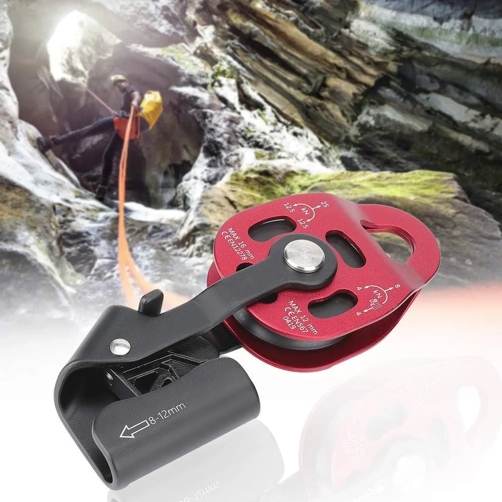 Keenso Climbing Pulley Wheel Single Pulley Pulley Wheel,4KN Aluminium Duty Single Rope Pulley Block Climbing Pulley for 8-12mm Rope Climbing Pulley Pulleys