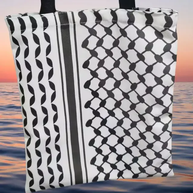 Keffiyeh Pattern Canvas Tote Bag – Double-Sided Design
