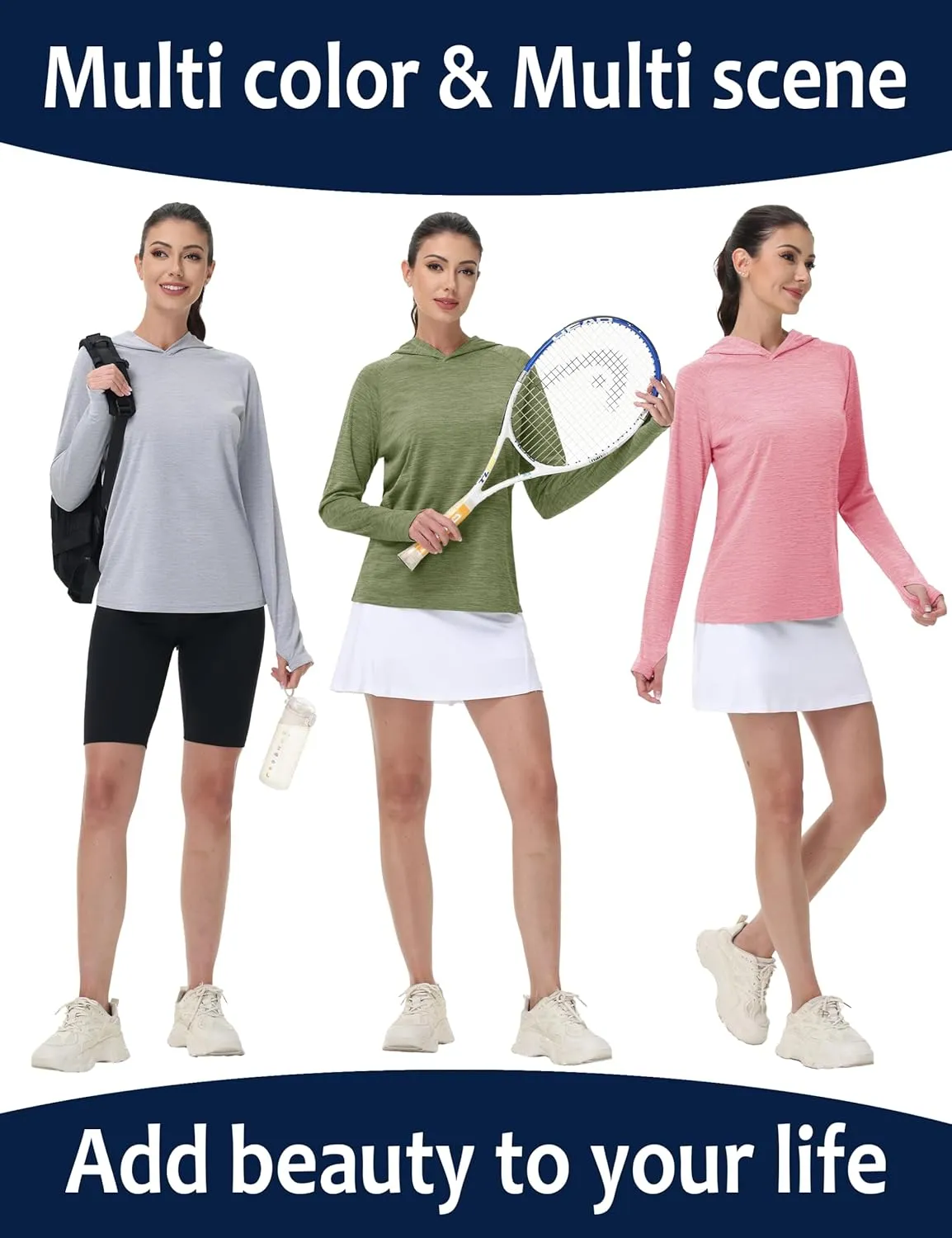 KEFITEVD Womens UPF 50  Sun Protection Hoodies UV Long Sleeve Shirts Lightweight Quick Dry Tops Hiking Fishing