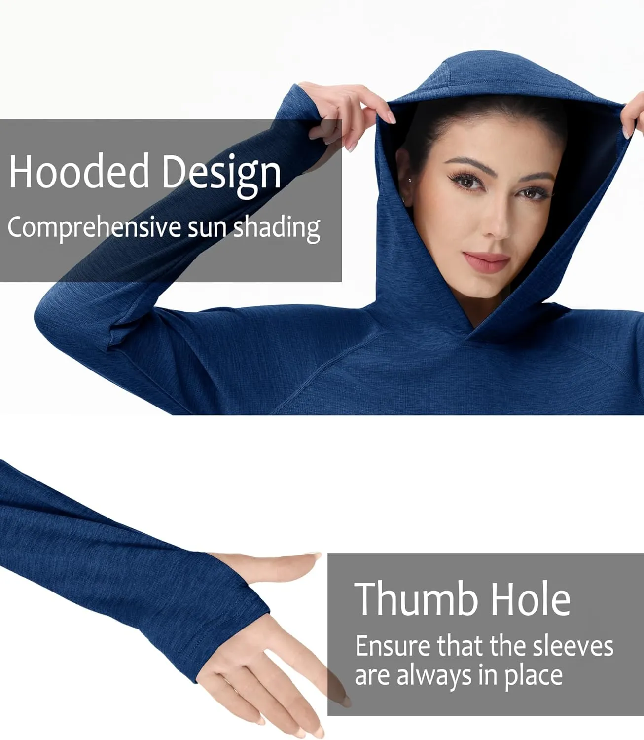KEFITEVD Womens UPF 50  Sun Protection Hoodies UV Long Sleeve Shirts Lightweight Quick Dry Tops Hiking Fishing