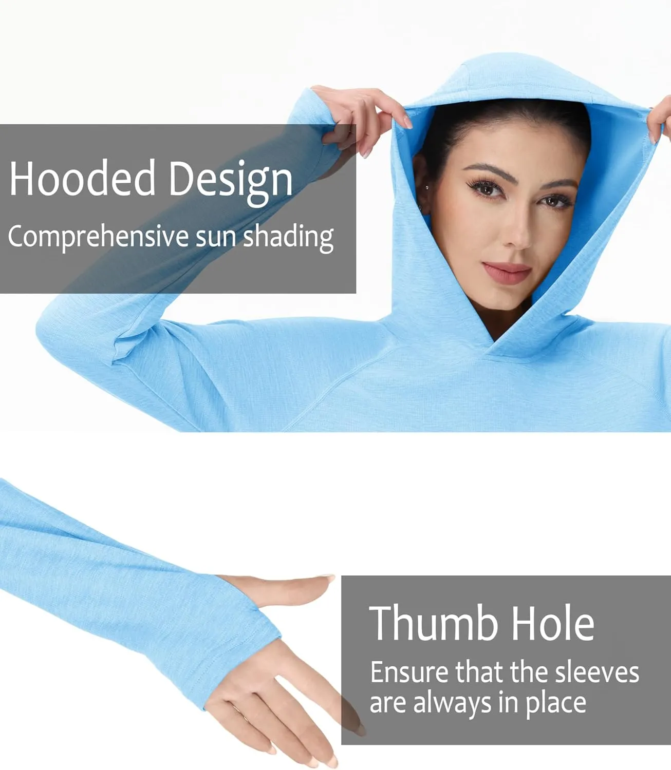 KEFITEVD Womens UPF 50  Sun Protection Hoodies UV Long Sleeve Shirts Lightweight Quick Dry Tops Hiking Fishing