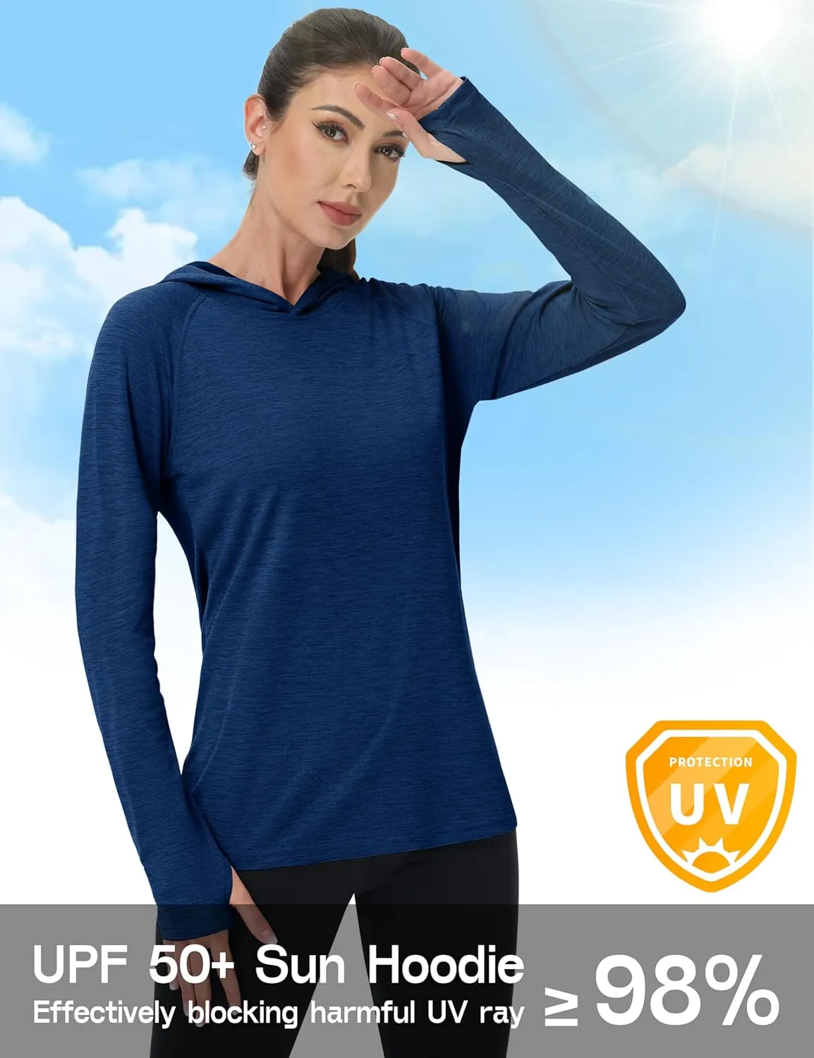 KEFITEVD Womens UPF 50  Sun Protection Hoodies UV Long Sleeve Shirts Lightweight Quick Dry Tops Hiking Fishing