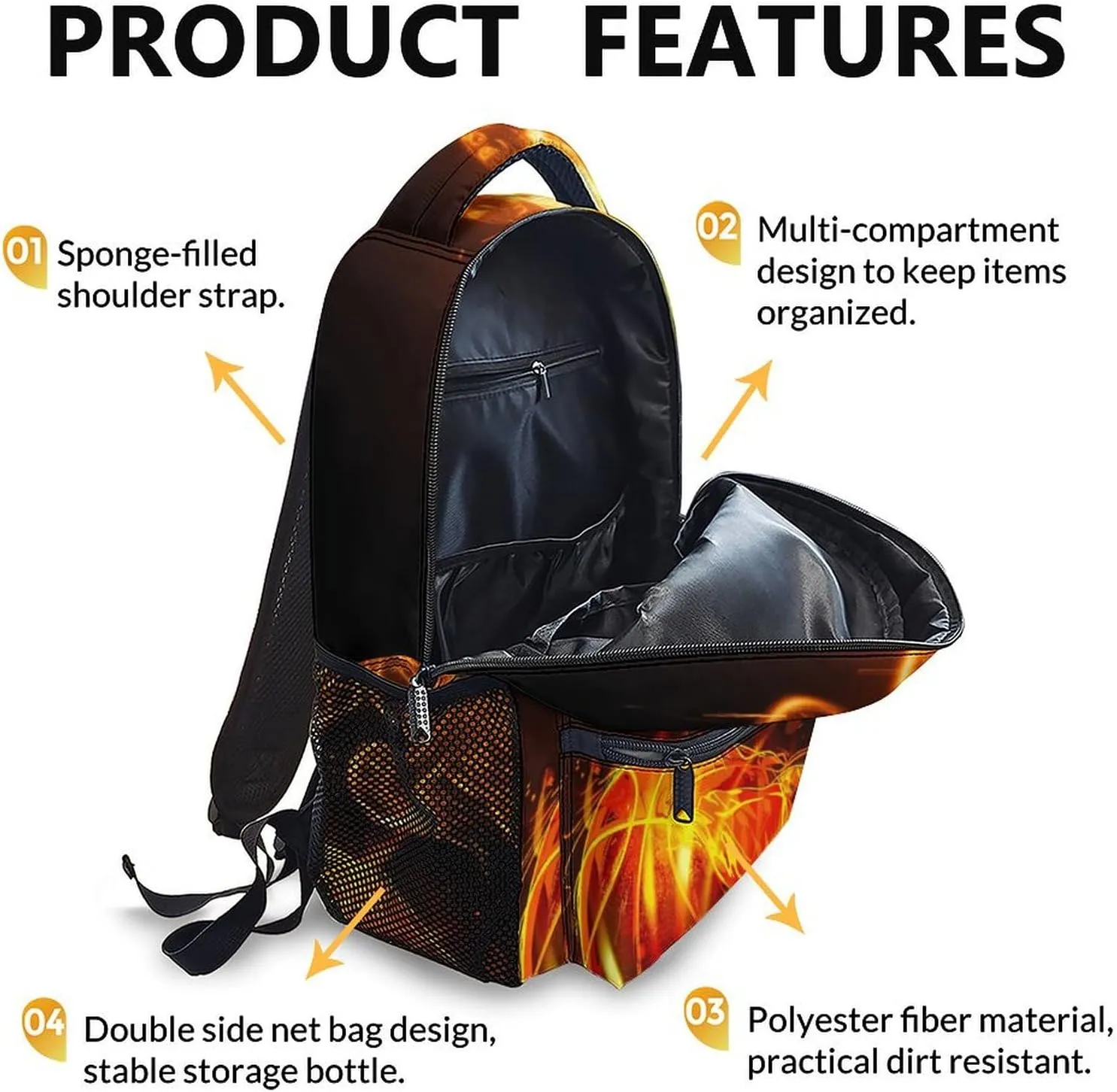 Kids Backpack, Cool Basketball Backpack, 17 Inch Boys School Bag for Gift, Large Capacity Bookbag for Preschool Elementary Kindergarten Travel