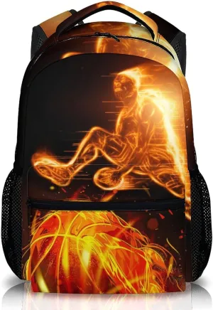 Kids Backpack, Cool Basketball Backpack, 17 Inch Boys School Bag for Gift, Large Capacity Bookbag for Preschool Elementary Kindergarten Travel
