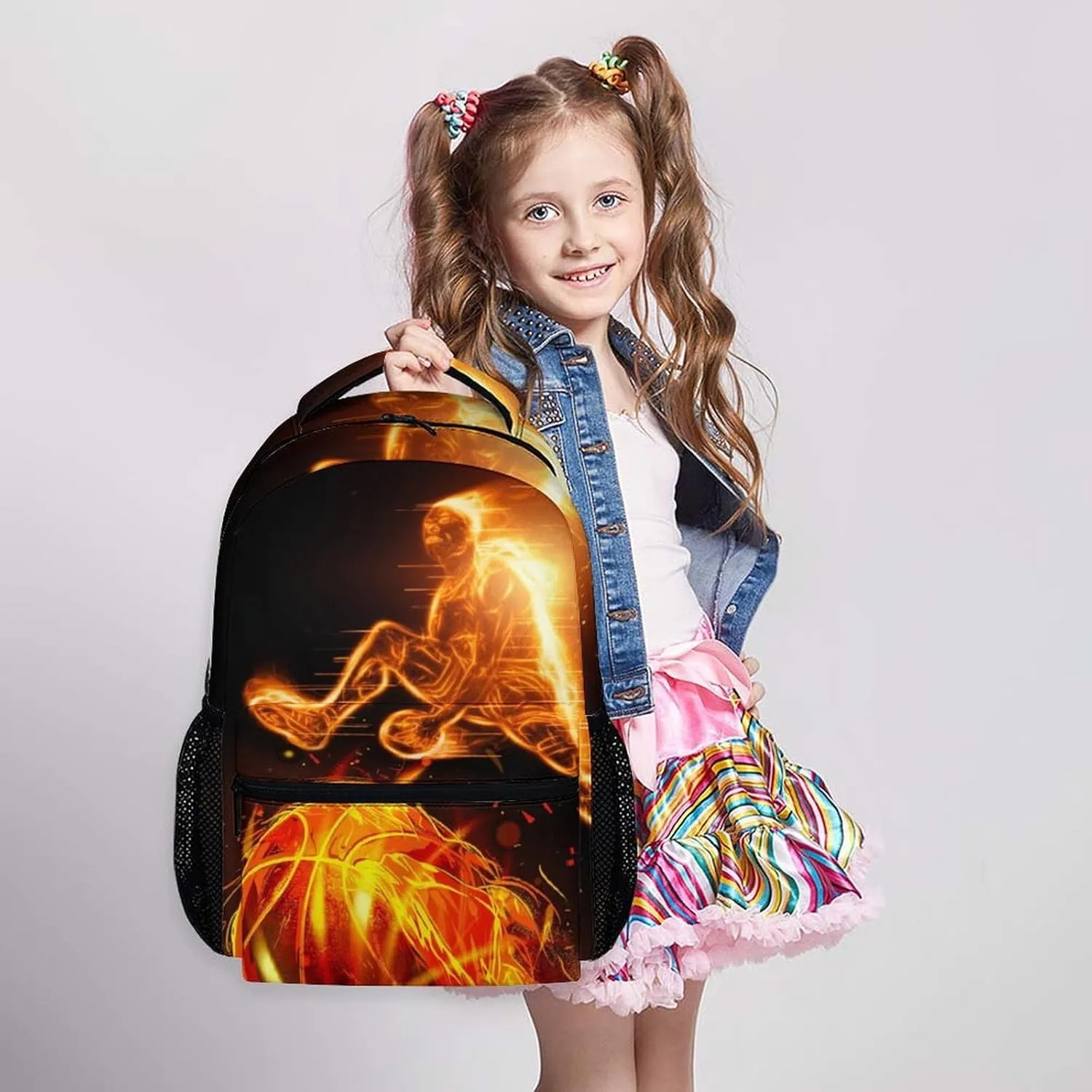 Kids Backpack, Cool Basketball Backpack, 17 Inch Boys School Bag for Gift, Large Capacity Bookbag for Preschool Elementary Kindergarten Travel