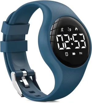 Kids Digital Pedometer Watch, Step Counting Watch, Fitness Tracker, Waterproof, Date/Alarm Clock/Timer, for Children Teens Boys Girls Women (Deep Blue) …