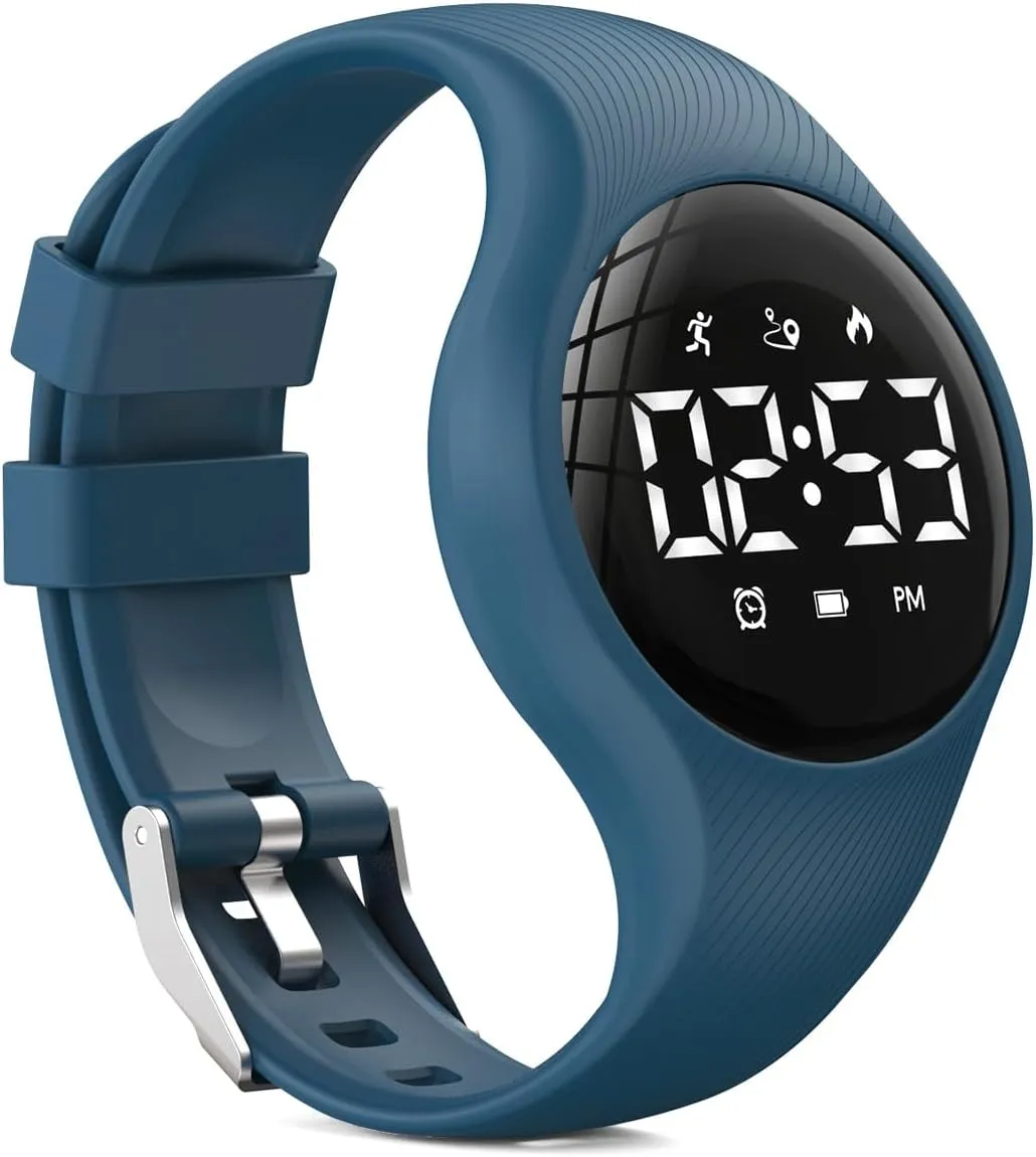 Kids Digital Pedometer Watch, Step Counting Watch, Fitness Tracker, Waterproof, Date/Alarm Clock/Timer, for Children Teens Boys Girls Women (Deep Blue) …