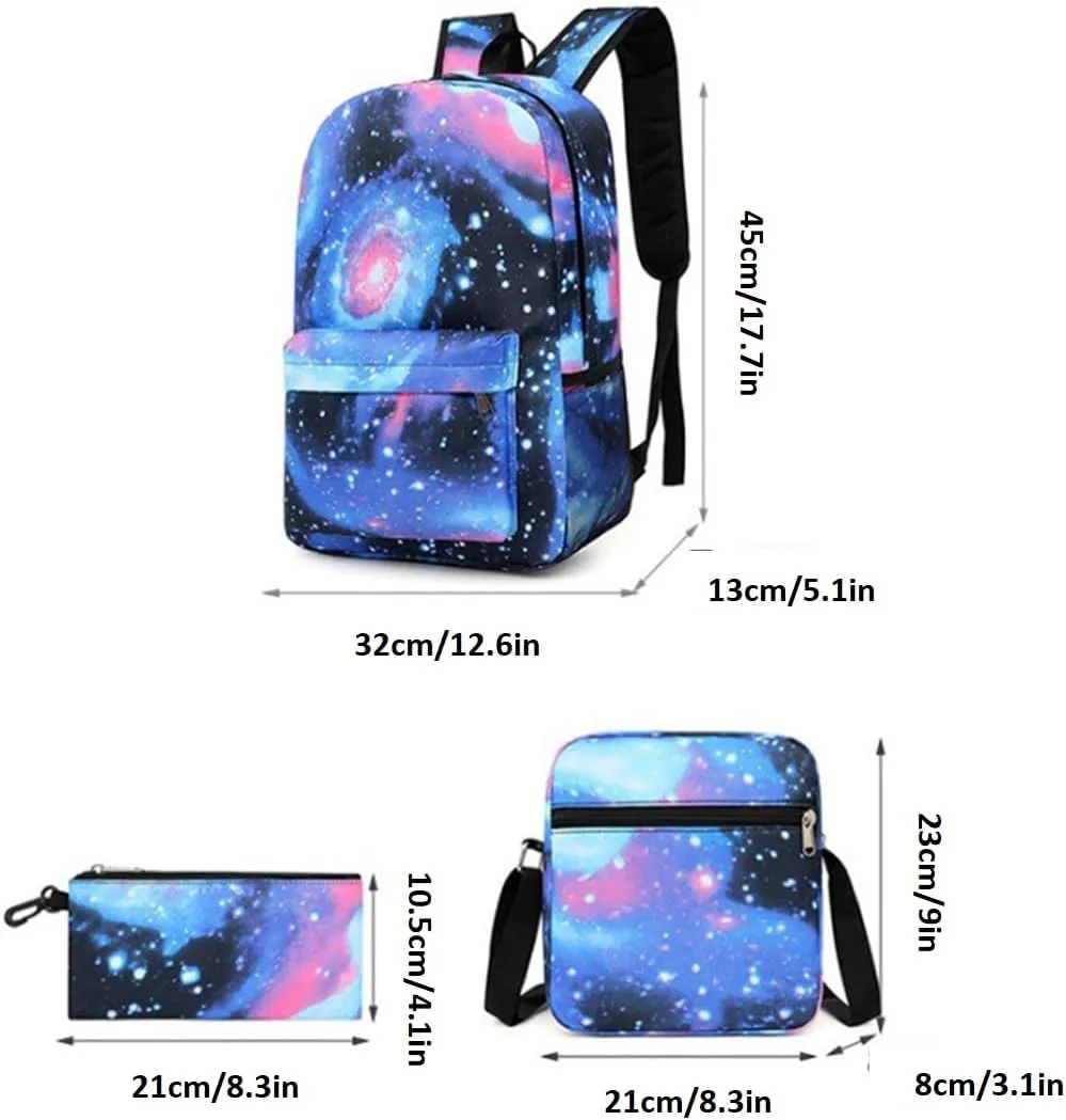Kids Shadow Milk Cookie Backpack Shoulder Bag Pencil Case 3PCS Set - 17in (F,3cps)