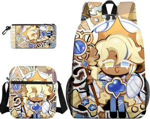 Kids Shadow Milk Cookie Backpack Shoulder Bag Pencil Case 3PCS Set - 17in (F,3cps)