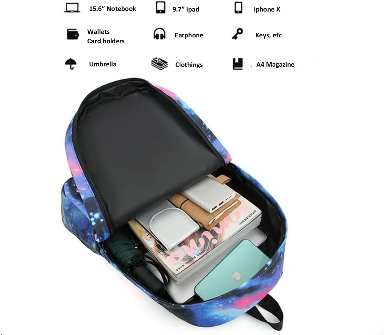 Kids Shadow Milk Cookie Backpack Shoulder Bag Pencil Case 3PCS Set - 17in (F,3cps)