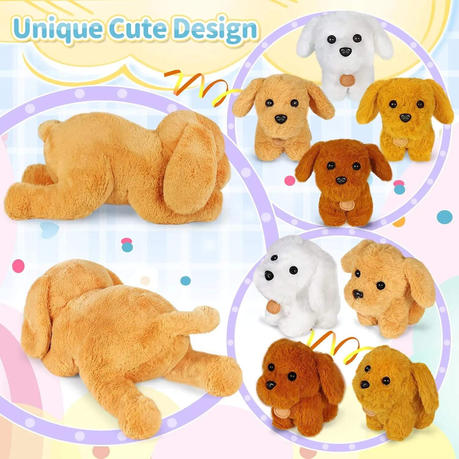 KMUYSL Puppy Stuffed Animals Toys for Ages 3 4 5 6 7 8  Years Old Kids - Mommy Dog with 4 Baby Puppies in Her Tummy, Idea Xmas Birthday Gifts for Baby, Toddler, Girls, Boys
